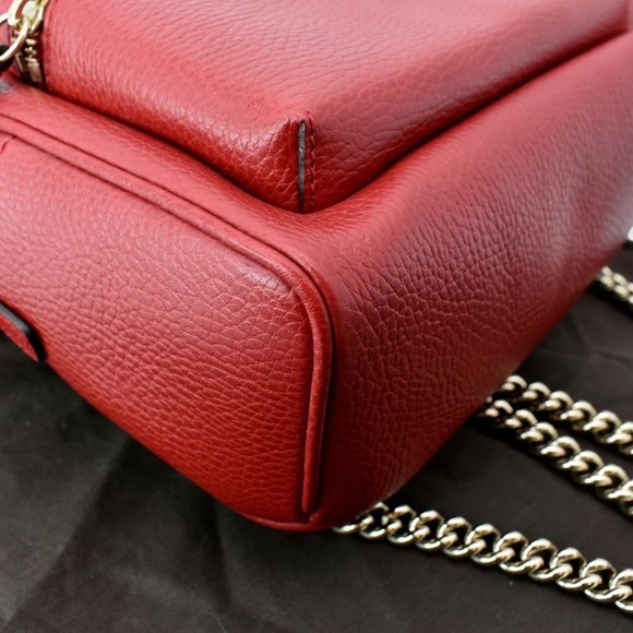 GUCCI  Soho Leather Chain Backpack Red - Picture 8 of 13